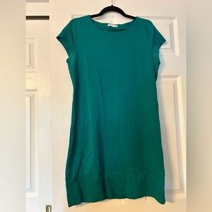 New York & Company Teal Blue Short Sleeve Cotton Mini Dress
